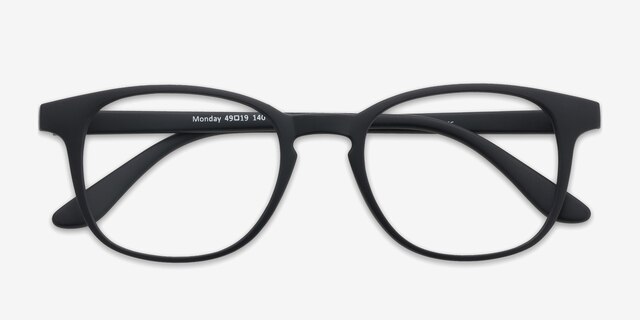 Monday Matte Black PlasticEyeglass Frames from EyeBuyDirect, Closed View
