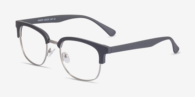 Yokote Matte Black Plastic-metalMontures de lunettes de vue d'EyeBuyDirect, Vue d'Angle