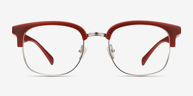 Yokote Matte Burgundy Plastic-metalMontures de lunettes de vue d'EyeBuyDirect, Vue de Face