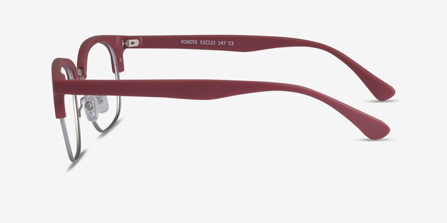 Yokote Matte Burgundy Plastic-metalMontures de lunettes de vue d'EyeBuyDirect, Vue de Côté