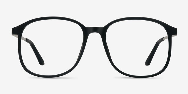 Ithaca Matte Black PlasticEyeglass Frames from EyeBuyDirect, Front View