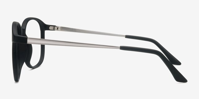 Ithaca Matte Black PlasticEyeglass Frames from EyeBuyDirect, Side View