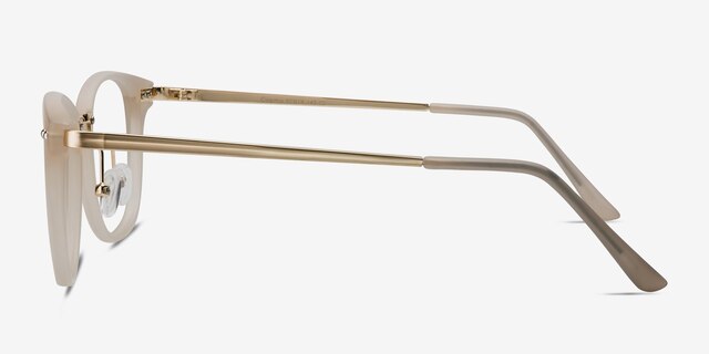 Cosmo Matte Beige MetalEyeglass Frames from EyeBuyDirect, Side View