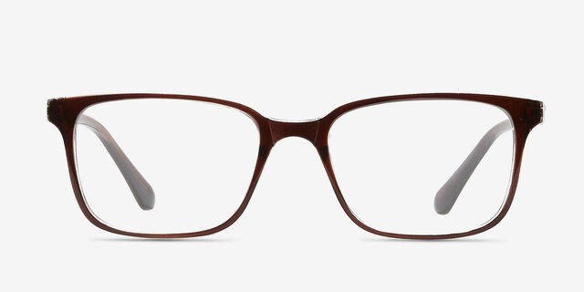 November Brown Clear PlasticEyeglass Frames from EyeBuyDirect, Front View