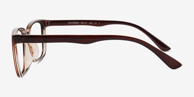 November Brown Clear PlasticEyeglass Frames from EyeBuyDirect, Side View