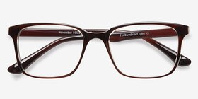 November Brown Clear  Plastique Montures de lunettes de vue d'EyeBuyDirect, Vue Rapprochée