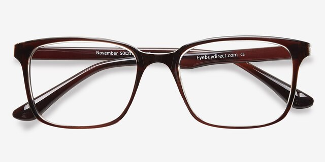 November Brown Clear PlasticEyeglass Frames from EyeBuyDirect, Closed View