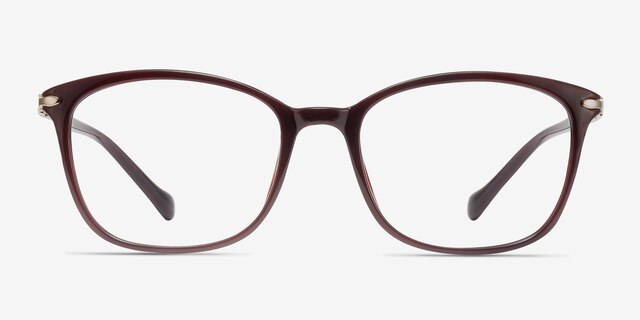 Nola Dark Red PlasticEyeglass Frames from EyeBuyDirect, Front View