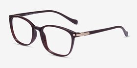 Nola Dark Red Métal Montures de lunettes de vue d'EyeBuyDirect, Vue d'Angle