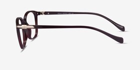 Nola Dark Red Métal Montures de lunettes de vue d'EyeBuyDirect, Vue de Côté