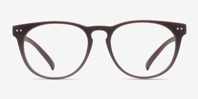 Brick Lane Matte Brown PlasticEyeglass Frames from EyeBuyDirect, Front View