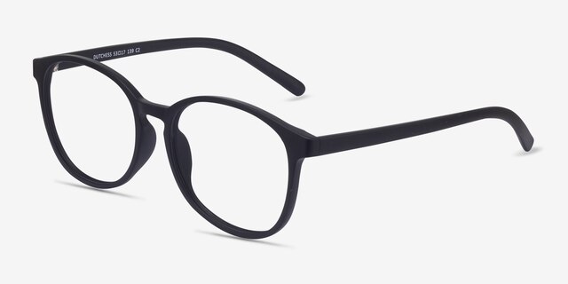 Dutchess Matte Black PlastiqueMontures de lunettes de vue d'EyeBuyDirect, Vue d'Angle
