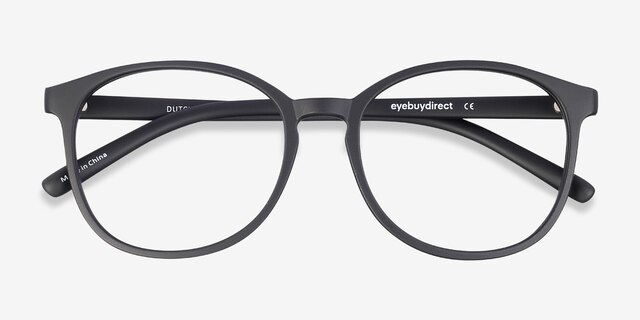 Dutchess Matte Black PlastiqueMontures de lunettes de vue d'EyeBuyDirect, Vue Rapprochée