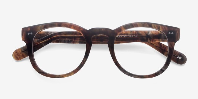 Eloquence Marbled Hazel AcetateEyeglass Frames from EyeBuyDirect, Closed View
