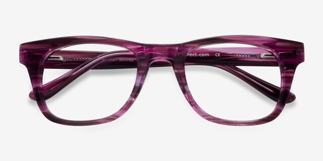 Alisson Violet AcétateMontures de lunettes de vue d'EyeBuyDirect, Vue Rapprochée