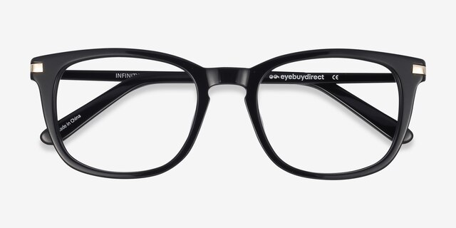 Infinity Noir AcétateMontures de lunettes de vue d'EyeBuyDirect, Vue Rapprochée