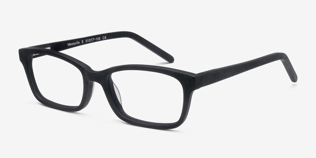 Mesquite Matte Black AcetateEyeglass Frames from EyeBuyDirect, Angle View