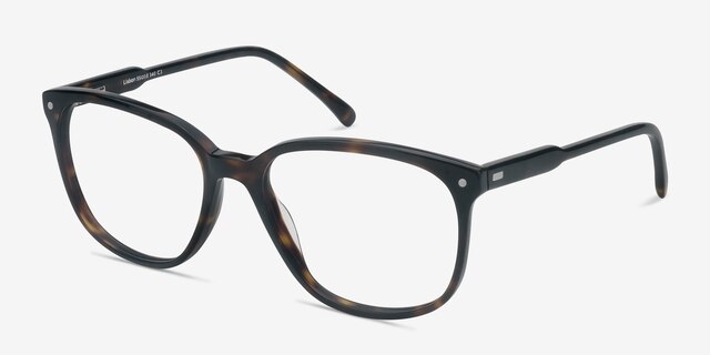 Lisbon Écaille Noire AcétateMontures de lunettes de vue d'EyeBuyDirect, Vue d'Angle
