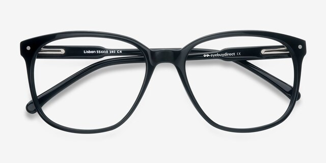 Lisbon Black AcetateEyeglass Frames from EyeBuyDirect, Closed View