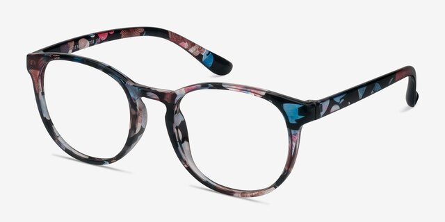 Little Muse Blue Floral PlasticEyeglass Frames from EyeBuyDirect, Angle View