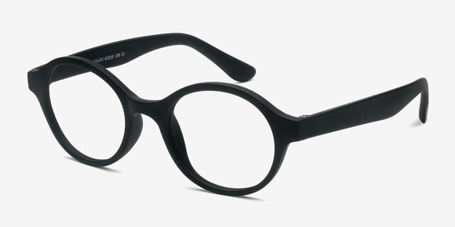 Little Plato Matte Black PlasticEyeglass Frames from EyeBuyDirect, Angle View