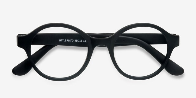 Little Plato Matte Black PlasticEyeglass Frames from EyeBuyDirect, Closed View