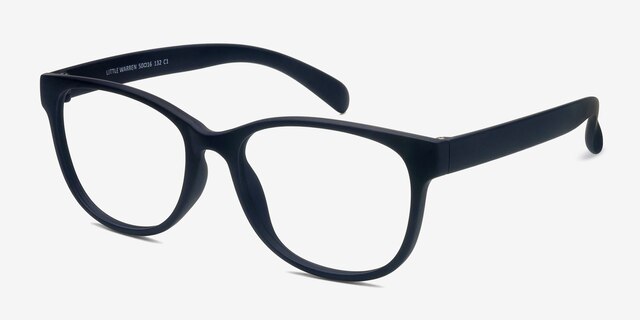 Little Warren Matte Navy PlasticEyeglass Frames from EyeBuyDirect, Angle View
