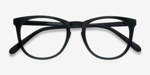Little Providence Noir PlastiqueMontures de lunettes de vue d'EyeBuyDirect, Vue Rapprochée