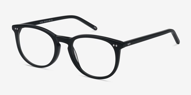 Aura Jet Black AcetateEyeglass Frames from EyeBuyDirect, Angle View