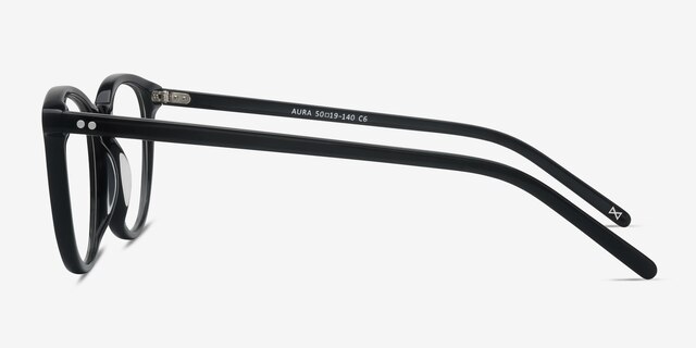 Aura Jet Black AcetateEyeglass Frames from EyeBuyDirect, Side View