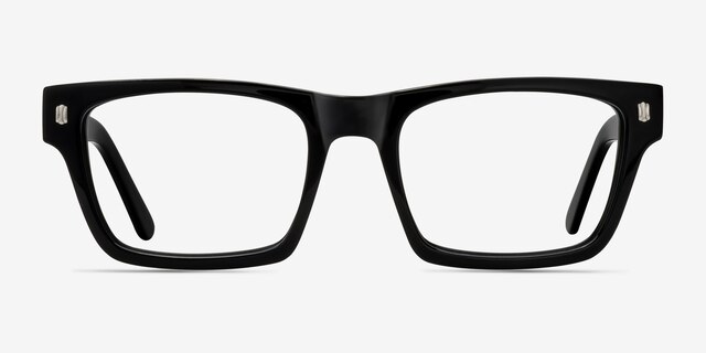 Mike Noir AcétateMontures de lunettes de vue d'EyeBuyDirect, Vue de Face
