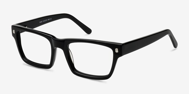 Mike Noir AcétateMontures de lunettes de vue d'EyeBuyDirect, Vue d'Angle