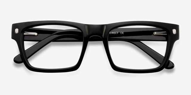 Mike Noir AcétateMontures de lunettes de vue d'EyeBuyDirect, Vue Rapprochée