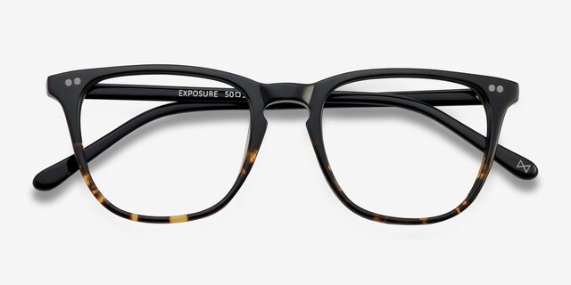 Exposure Jet Amber AcetateEyeglass Frames from EyeBuyDirect, Closed View