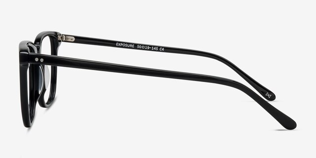 Exposure Jet Black AcétateMontures de lunettes de vue d'EyeBuyDirect, Vue de Côté