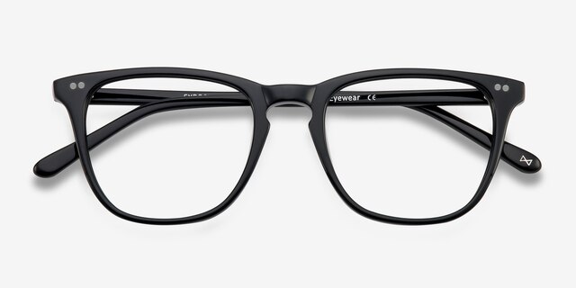 Exposure Jet Black AcétateMontures de lunettes de vue d'EyeBuyDirect, Vue Rapprochée