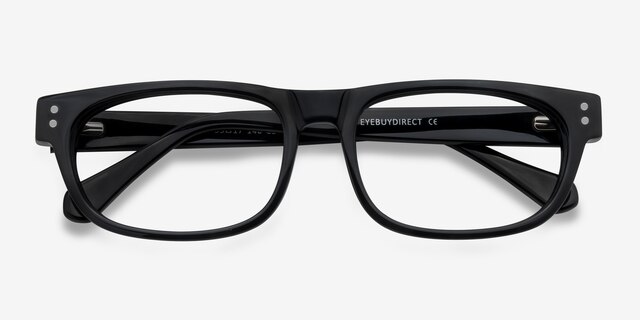 Oslo Black AcetateEyeglass Frames from EyeBuyDirect, Closed View