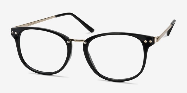 Cosmo Black Plastic-metalEyeglass Frames from EyeBuyDirect, Angle View