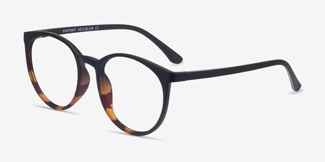 Portrait Black Tortoise PlasticEyeglass Frames from EyeBuyDirect, Angle View