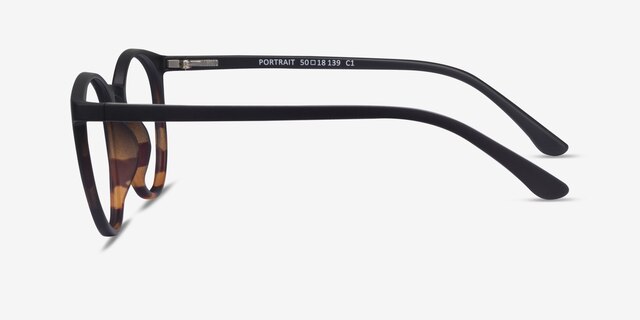 Portrait Black Tortoise PlasticEyeglass Frames from EyeBuyDirect, Side View