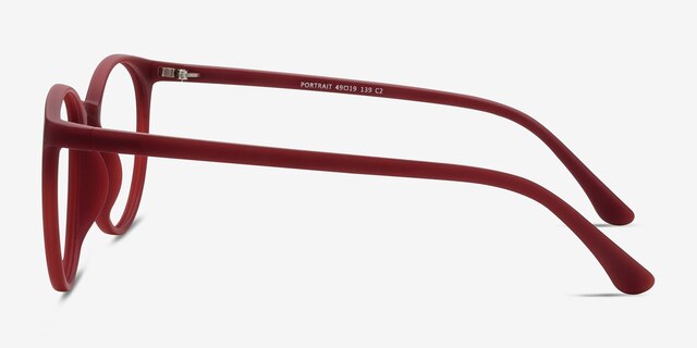 Portrait Matte Red PlasticEyeglass Frames from EyeBuyDirect, Side View
