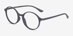 Poetic Matte Black Plastique Montures de lunettes de vue d'EyeBuyDirect, Vue d'Angle