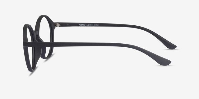 Poetic Matte Black PlastiqueMontures de lunettes de vue d'EyeBuyDirect, Vue de Côté