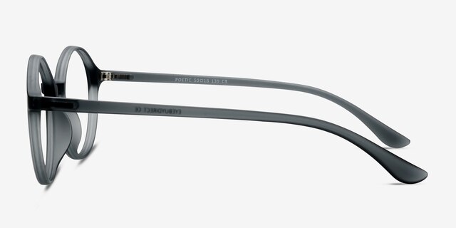 Poetic Matte Gray PlasticEyeglass Frames from EyeBuyDirect, Side View