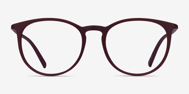 Dialogue Aubergine PlasticEyeglass Frames from EyeBuyDirect, Front View