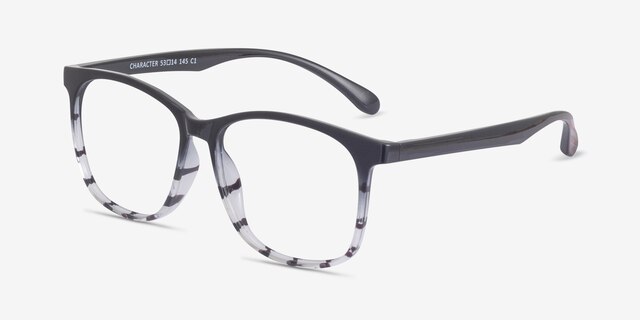 Character Black Navy PlasticEyeglass Frames from EyeBuyDirect, Angle View