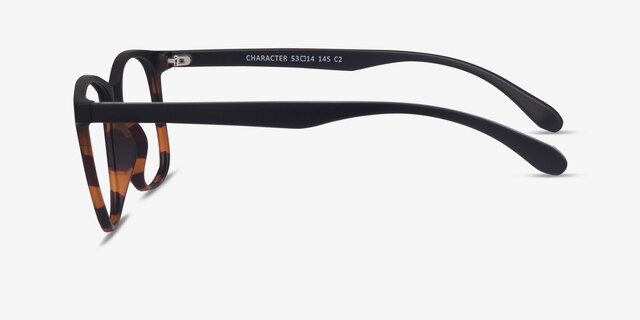 Character Black Tortoise PlastiqueMontures de lunettes de vue d'EyeBuyDirect, Vue de Côté