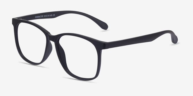 Character Matte Black PlastiqueMontures de lunettes de vue d'EyeBuyDirect, Vue d'Angle