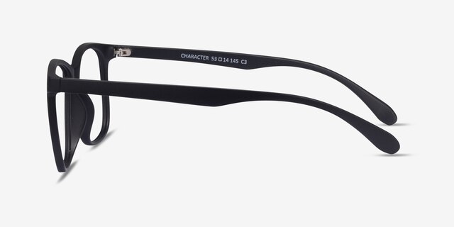 Character Matte Black PlastiqueMontures de lunettes de vue d'EyeBuyDirect, Vue de Côté