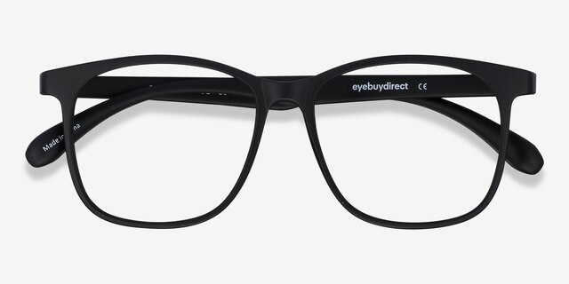 Character Matte Black PlastiqueMontures de lunettes de vue d'EyeBuyDirect, Vue Rapprochée